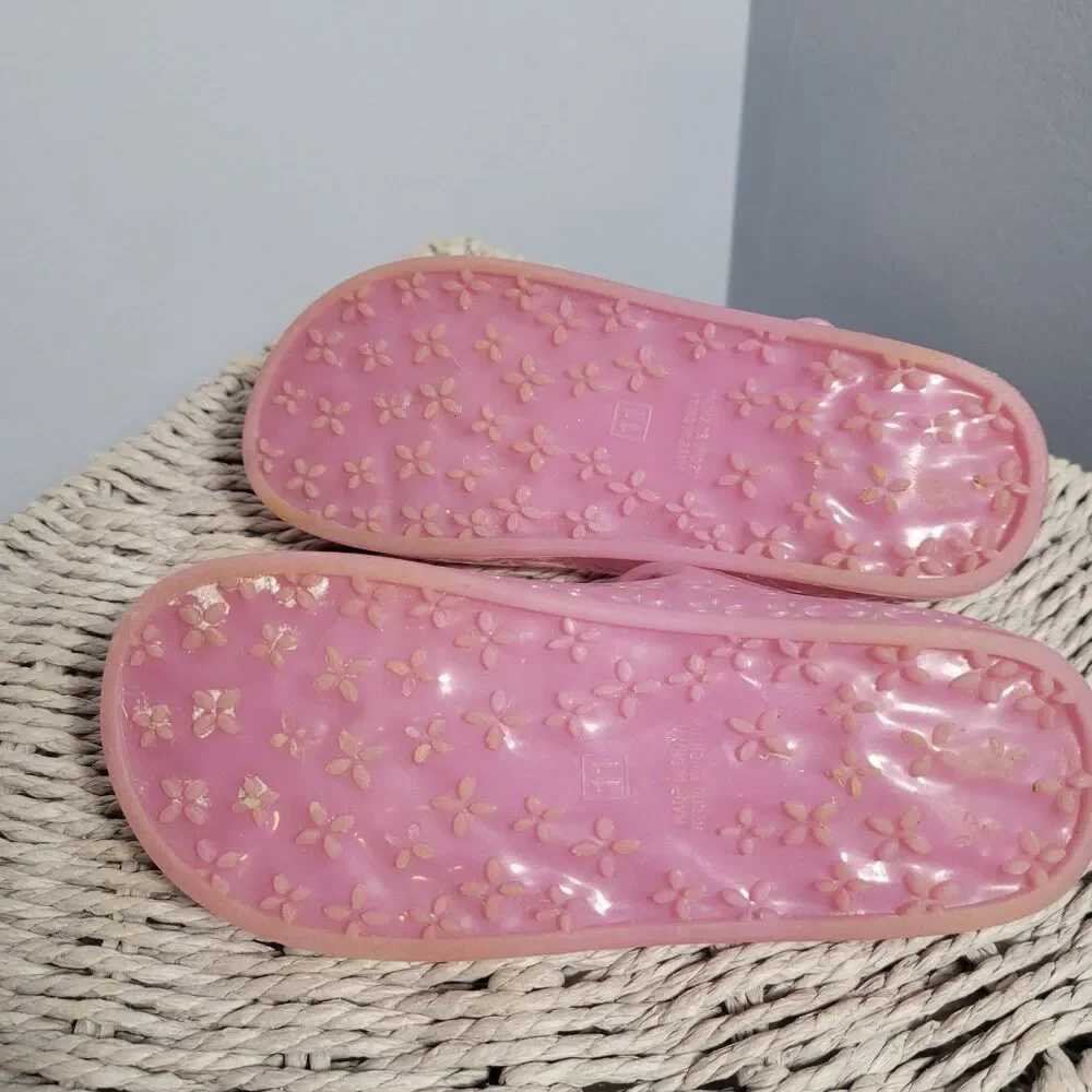 Old Navy Butterfly Pink Jelly Shoes Glittery Girls Size 11